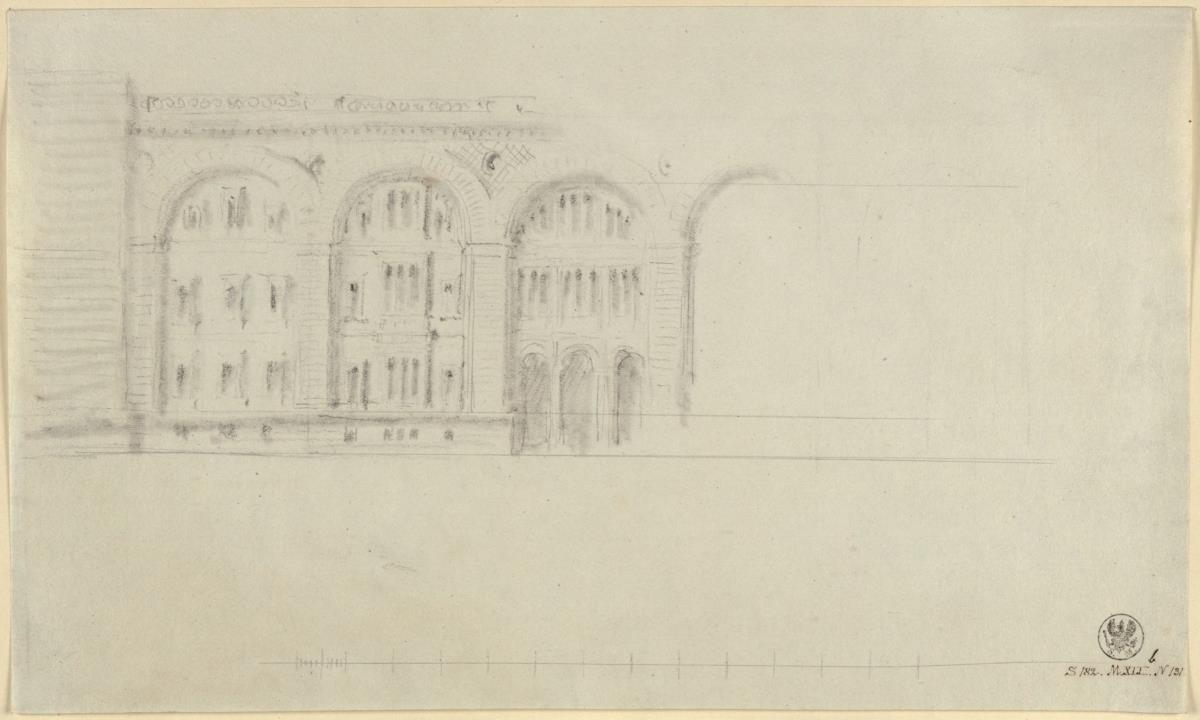 Entwurf zu einer Palastfassade mit kolossaler Arkade