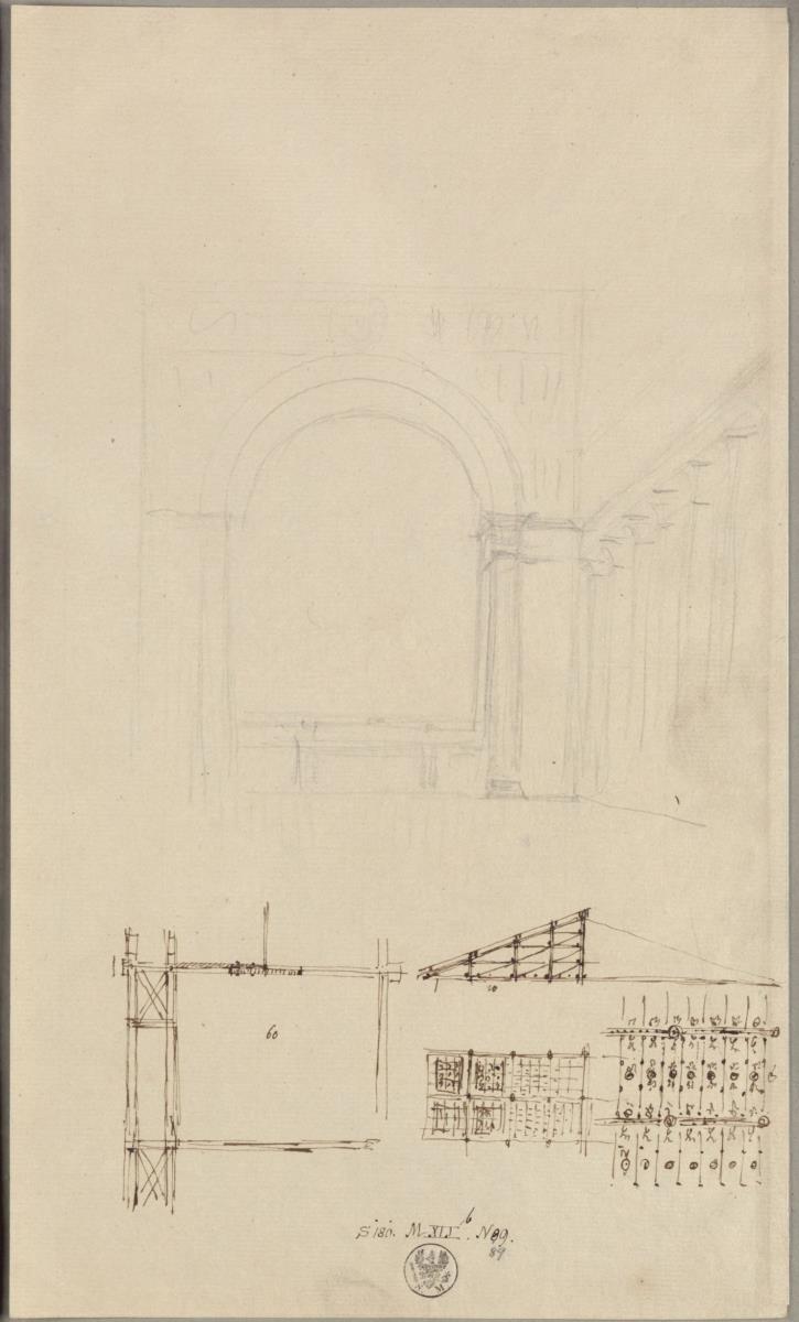 Entwurf zu dem Triumphbogen & Entwurf zur Dach und Deckenkonstruktion der Basilika für den Kronprinzen