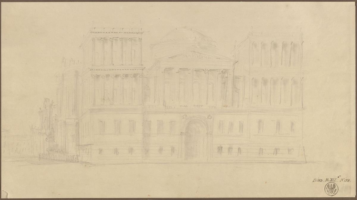 Berlin, Unter den Linden. Palais Prinz Wilhelm. Entwurf mit Ecktürmen. Ansicht