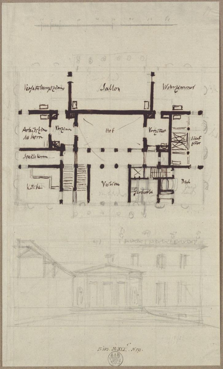 Entwurf zu einem freistehenden Wohnhaus mit Innenhof