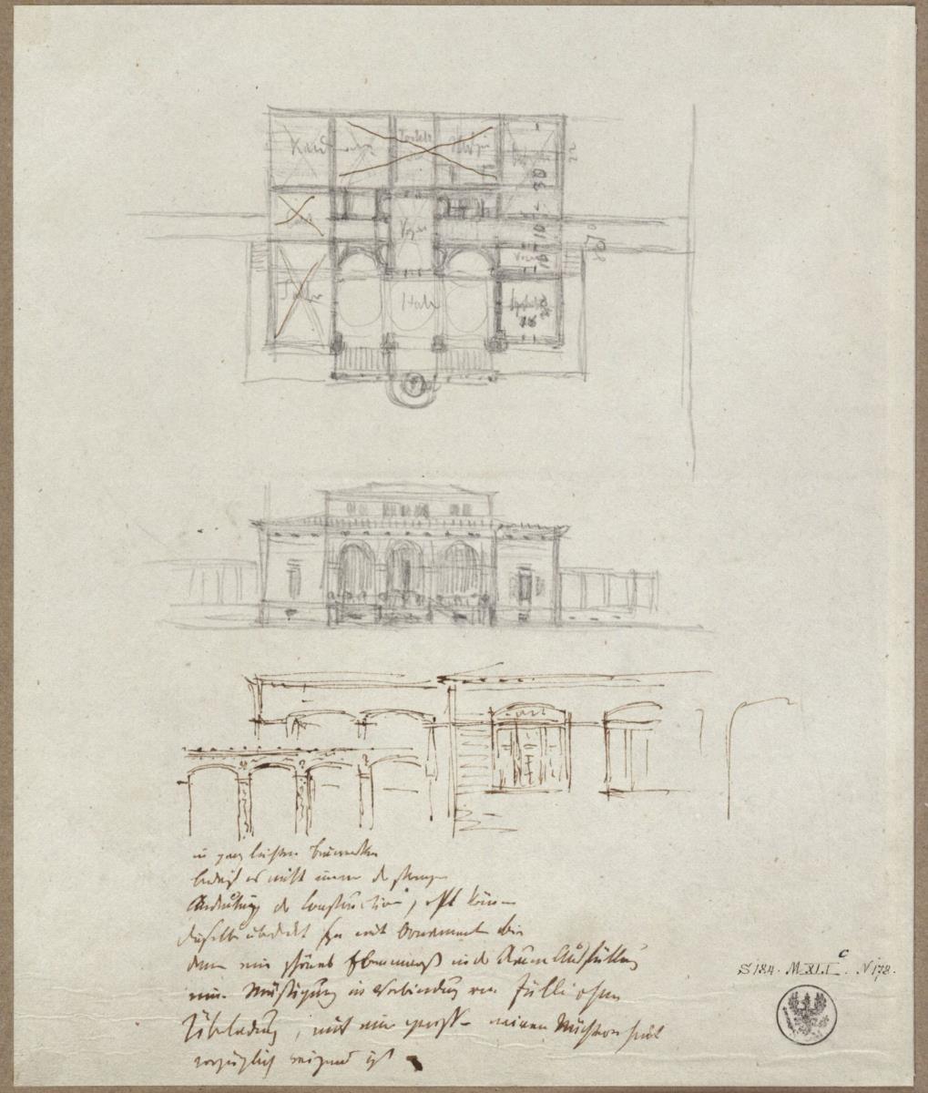 Entwurf zu einem Landhaus im italienischen Stil & Entwürfe zu Segmentbogen-Architektur