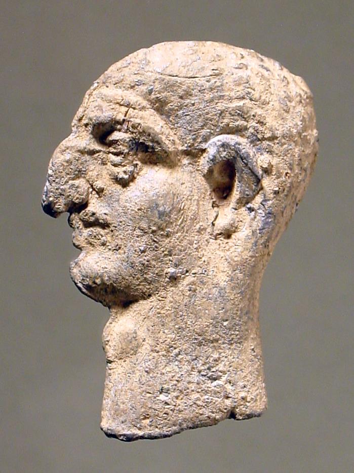 Flacher Männerkopf aus zweiteiliger Form