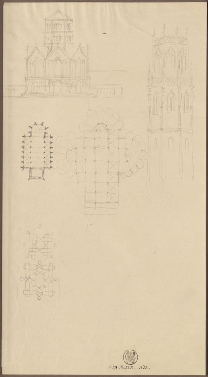 Münster. Entwurf zum Turm der Ludgerikirche & Entwurf zu einer Kirche im Rundbogenstil