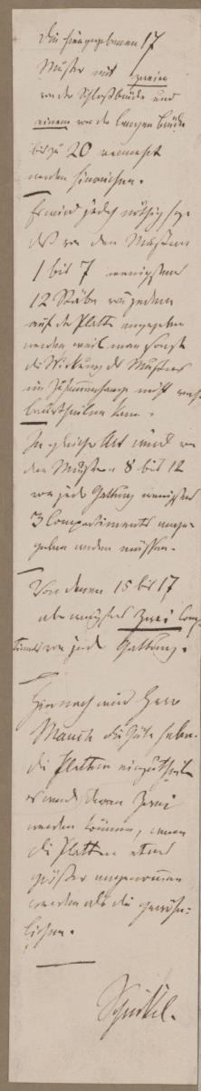 Text zu Geländerentwürfen. Anweisungen an Johann Matthäus Mauch