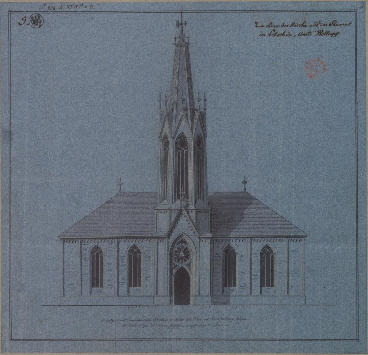 Letschin. Entwurf zur Dorfkirche.