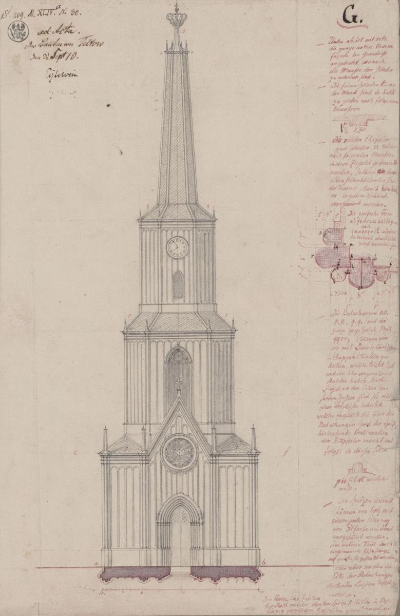 Teltow. St. Andreaskirche. Turmentwurf.