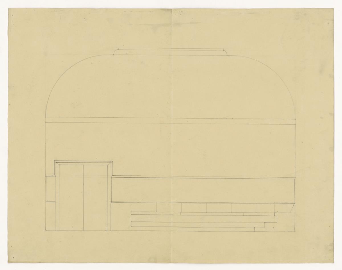 Entwurf Oberlichtsaal, Ansicht, Bauhaus Weimar (Lagepläne und Gebäude)