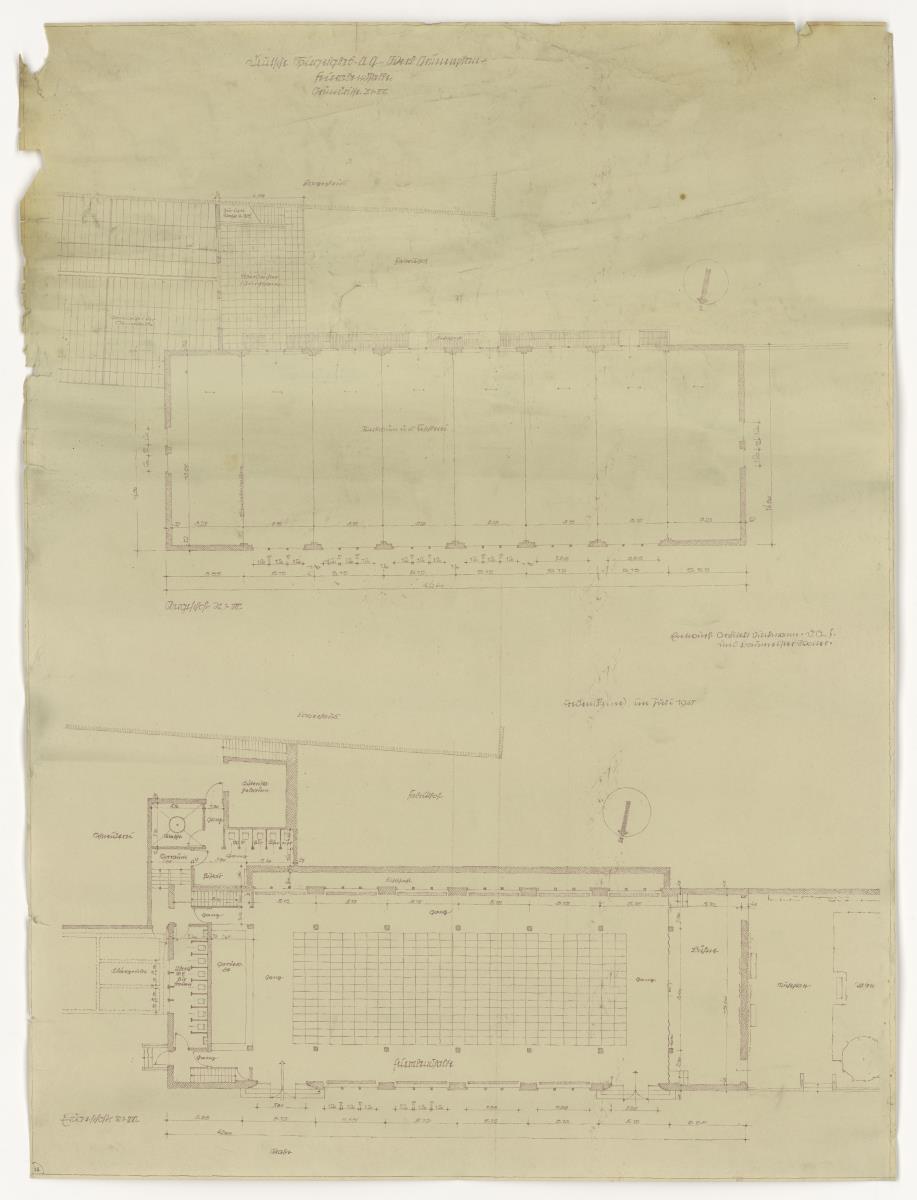 Feierabendhalle, Grundriss, Auftrag Deutsche Spiegelglas AG Werk Grünenplan, Freden, Leine (Lagepläne und Gebäude)