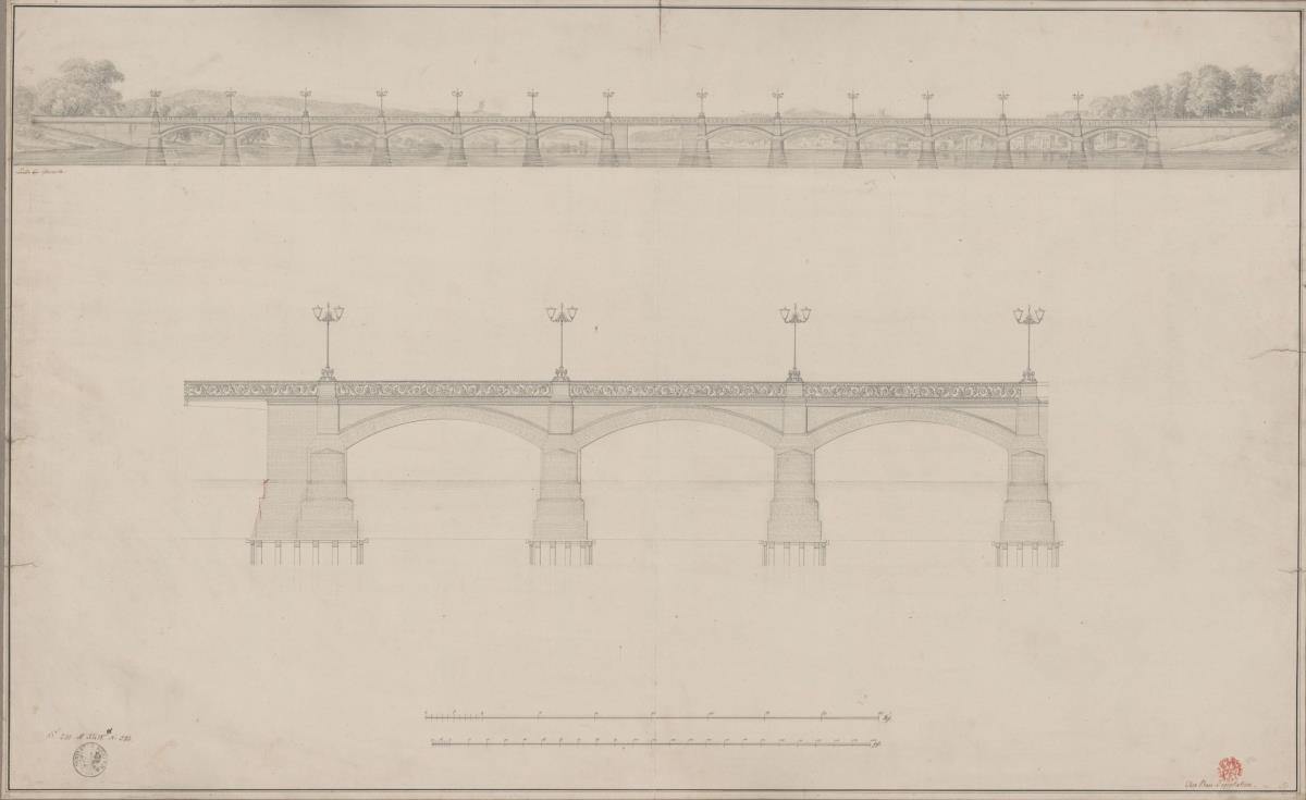 Potsdam. Glienicker Brücke über die Havel. Ansicht und Aufriss.