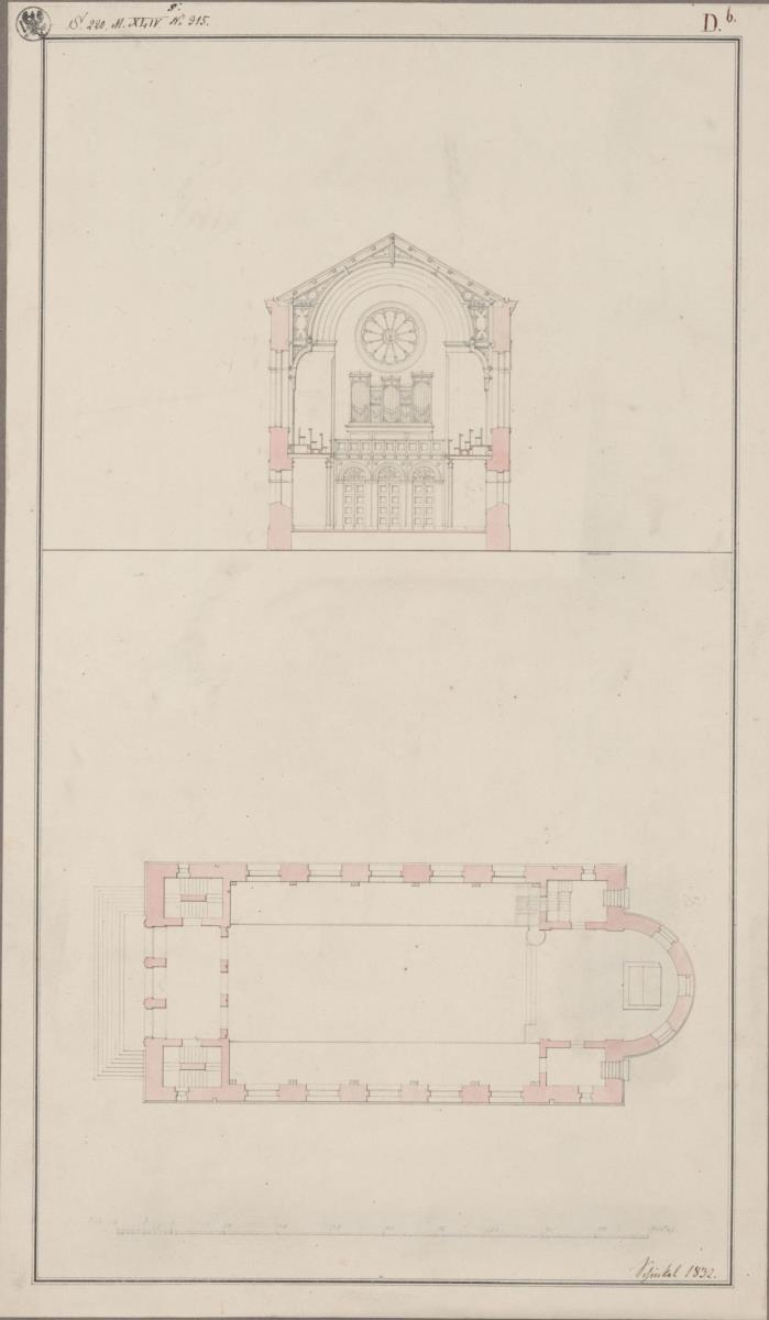 Berlin, Wedding. St. Johann in Moabit. Grundriss und Querschnitt