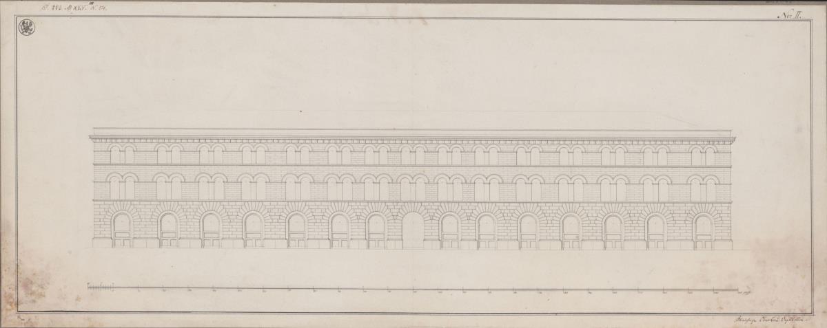 Potsdam. Lehrinfanteriebataillonsgebäude. Aufriss der Fassade