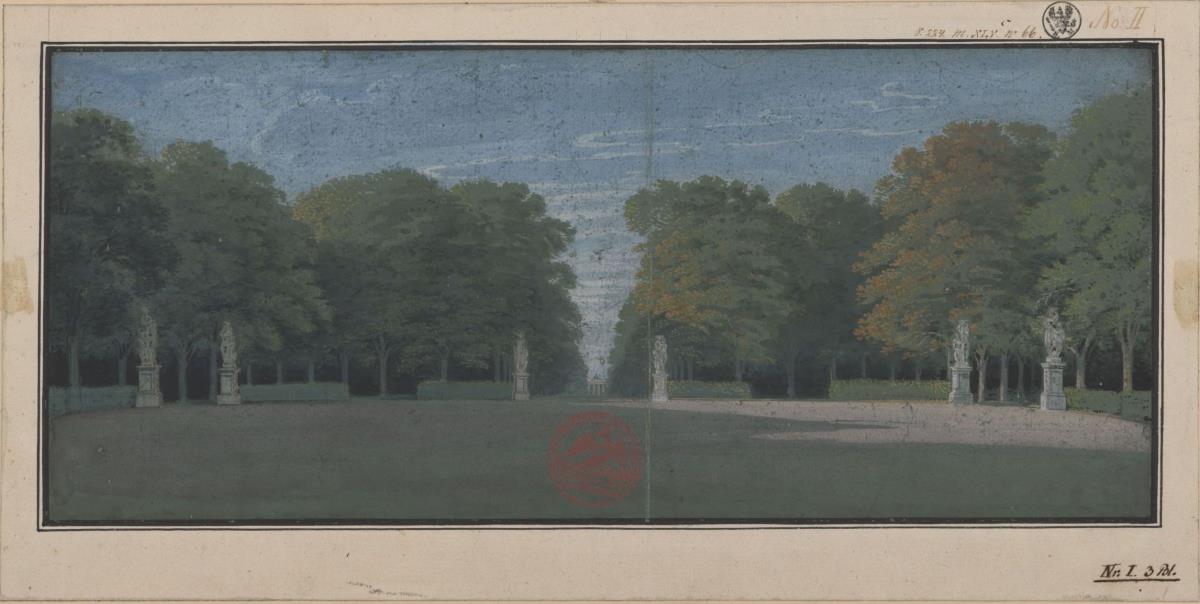 Berlin, Tiergarten. Entwurf zur Verschönerung des großen Sterns. Blick in Richtung des Brandenburger Tors