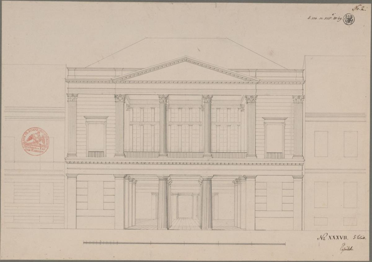 Berlin. Entwurf zum Haus Unter den Linden 76. Perspektivische Ansicht