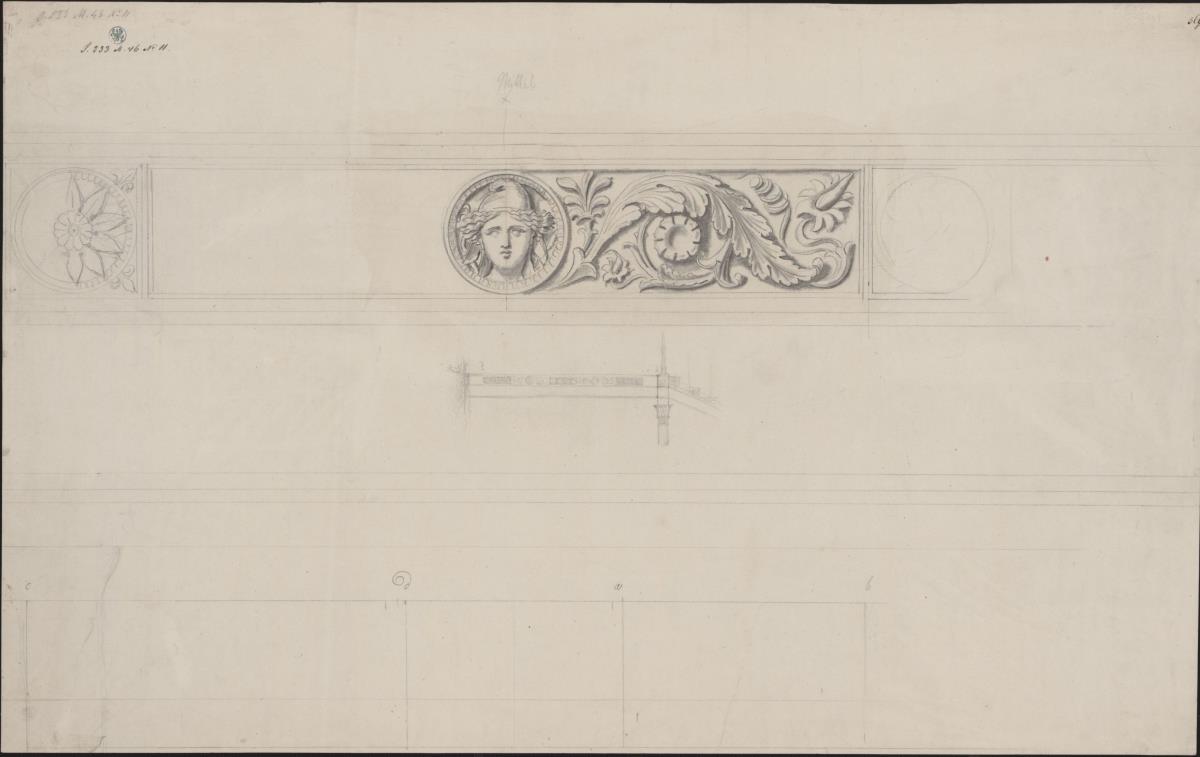 Berlin, Wilhelmplatz. Palais des Prinzen Karl von Preußen. Entwurf zum Treppenhaus