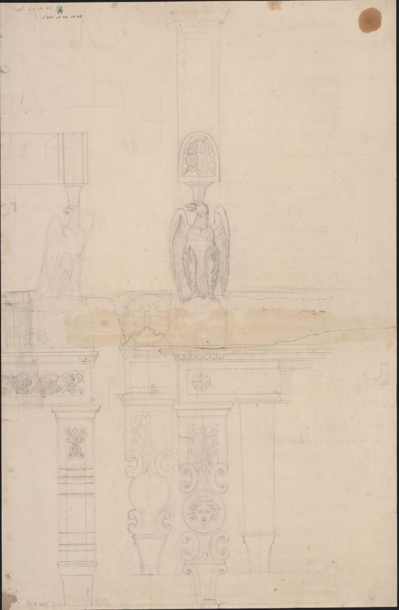 Berlin, Wilhelmstraße 102. Palais des Prinzen Albrecht von Preußen. Entwurf zu einem Sofa