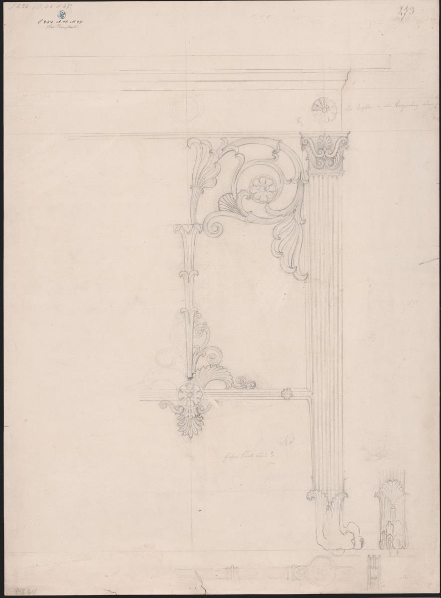 Berlin, Wilhelmplatz. Palais des Prinzen Karl von Preußen, Marmorsaal. Entwurf zu einem Tisch