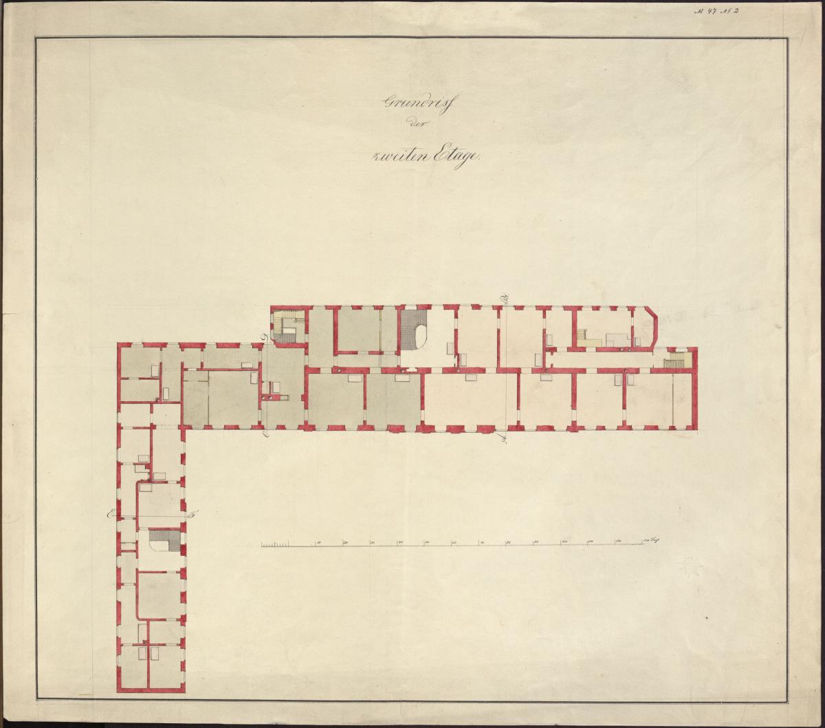 Berlin. Pariser Platz. Gebäudegrundriss. Palais Prinz Wilhelm. Grundstück Syburg. Gebäudegrundriss. 2. Etage