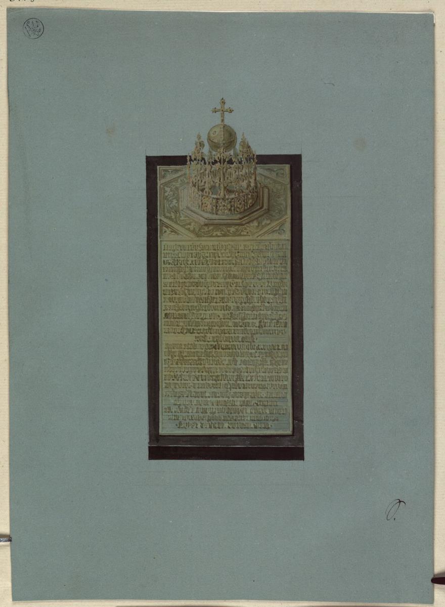 Kastel bei Saarburg. Klause. Entwurf für die Inschriftentafel am Grabmal des Johann von Böhmen (Johannes des Blinden)