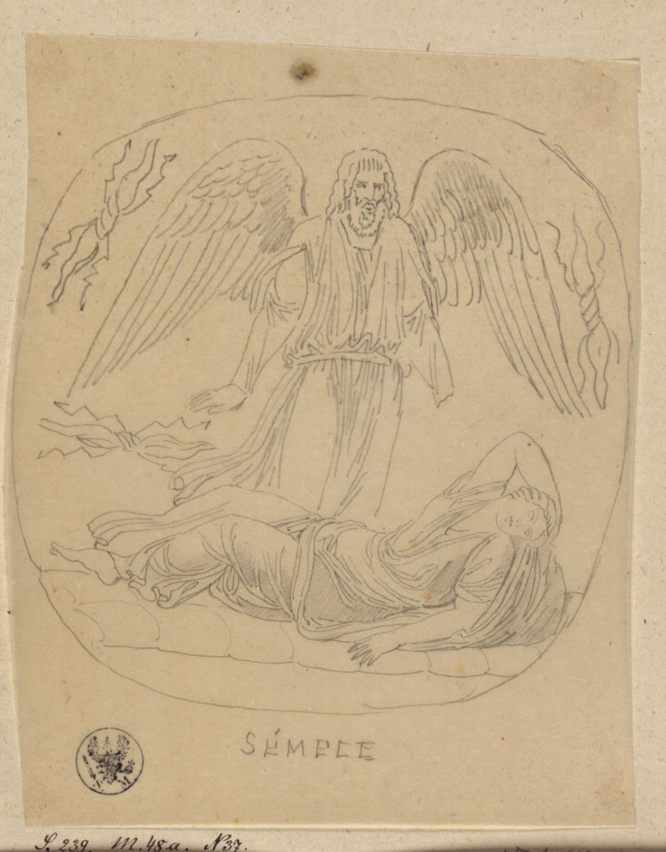 Zeus erscheint der schlafenden Semele in seiner Herrlichkeit (?). Zeichnung nach der Antike (wohl nach einer Gemme)