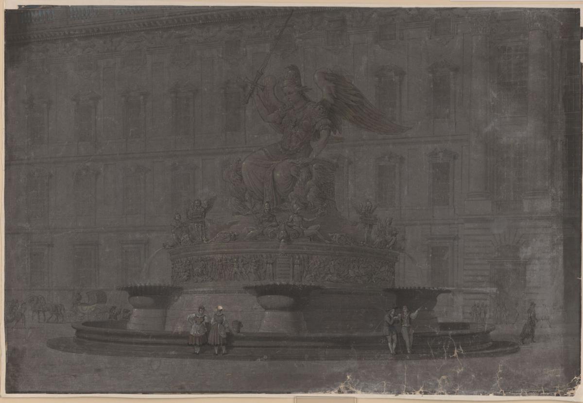Berlin, Schlossplatz. Entwurf zum Brunnen als Denkmal für die Befreiungskriege (Befreiungsbrunnen)