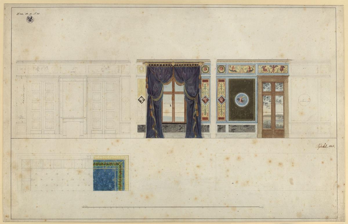 Berlin. Schloss Glienicke, Casino. Entwurf zum Südzimmer