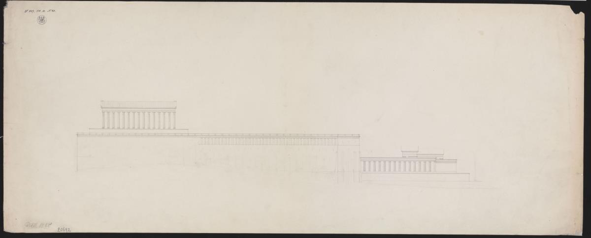 Potsdam. Entwurf für ein Friedrichsdenkmal auf dem Mühlenberg. Seitenansicht