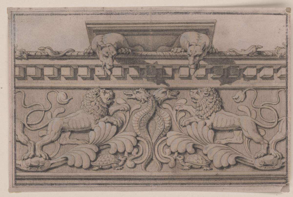 Ornamentales Detail von einem Bischofsstuhl in einer Kirche bei Trapani auf Sizilien