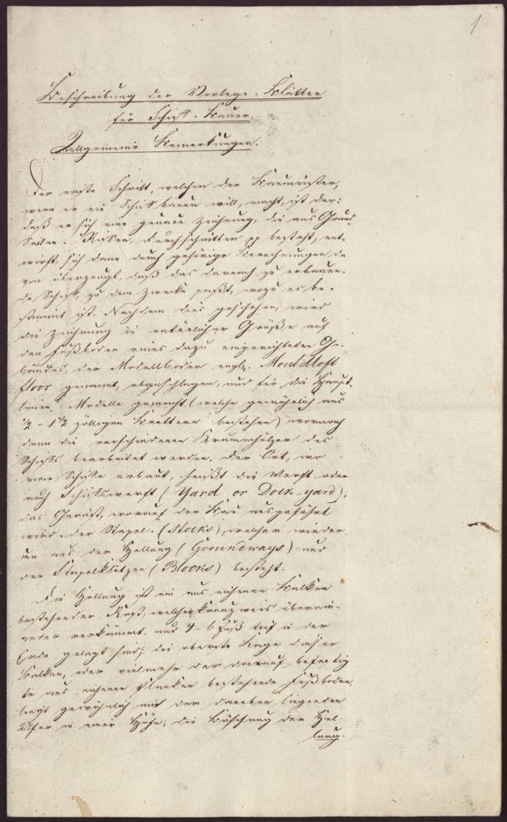 Vorlegeblätter für Schiffbauer, fol. 1r (Allgemeine Bemerkungen)