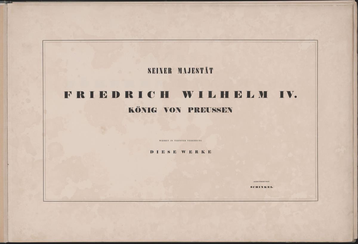Werke der höheren Baukunst, Widmung
