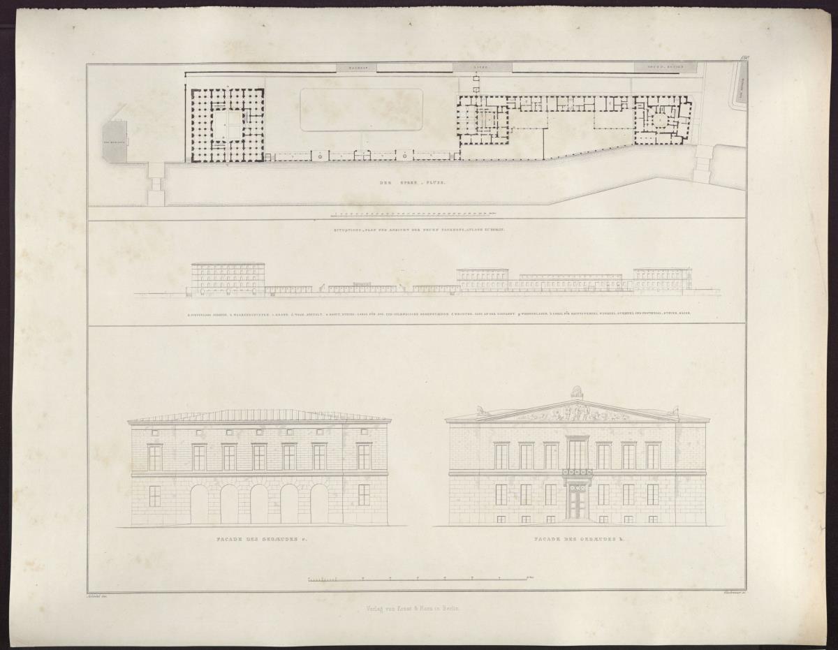Sammlung architektonischer Entwürfe. Tafel 150 ( = Heft 21, Tafel 128, 1834): Berlin, Kupfergraben. Packhof. Situationsplan
