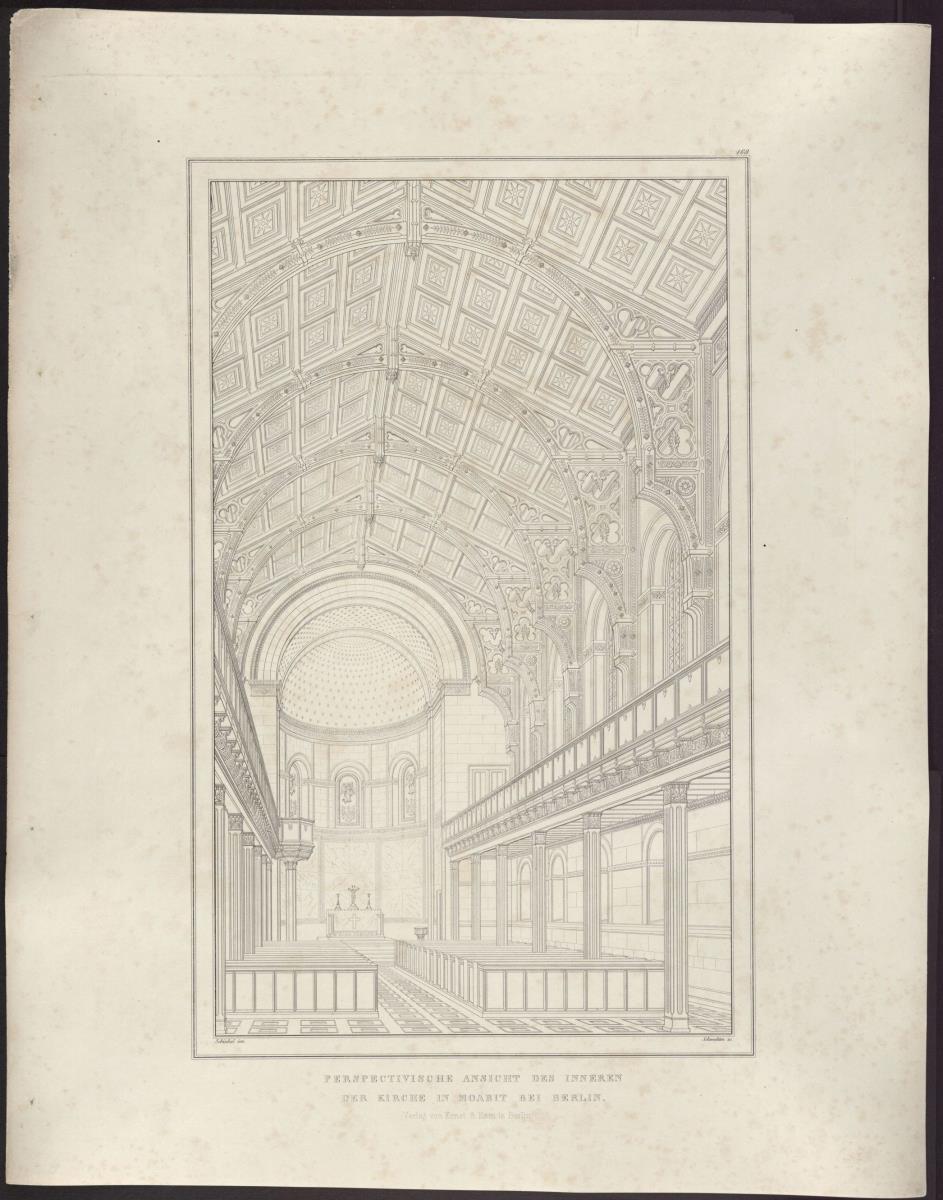 Sammlung architektonischer Entwürfe. Tafel 160 ( = Heft 24, Tafel 149, 1835): Berlin. St. Johann in Moabit. Innenansicht