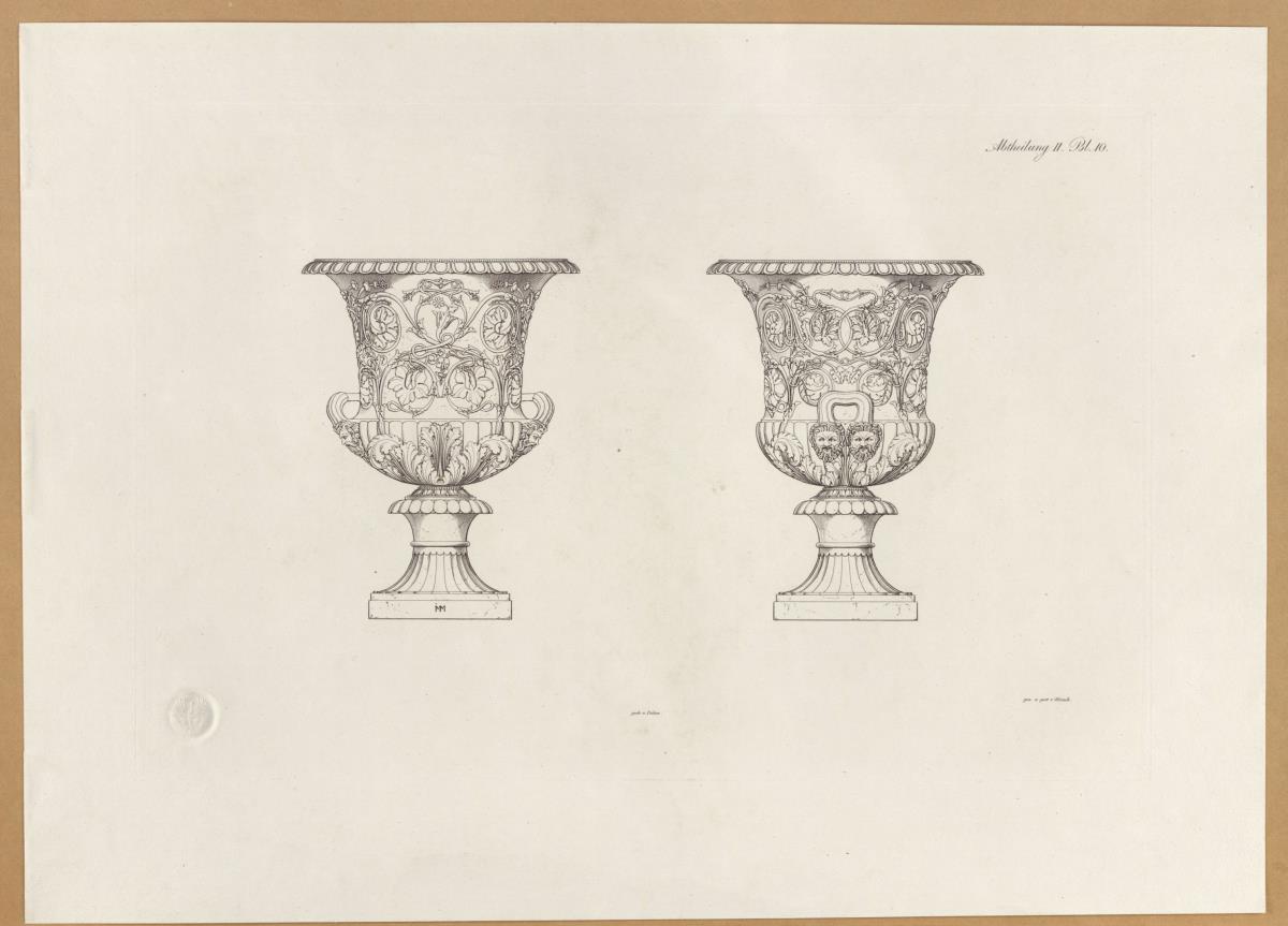 Vorbilder für Fabrikanten und Handwerker. Teil 1, Abteilung 2, Blatt 10: Marmorvase aus dem Museo Pio-Clementino (Vatikanische Museen)