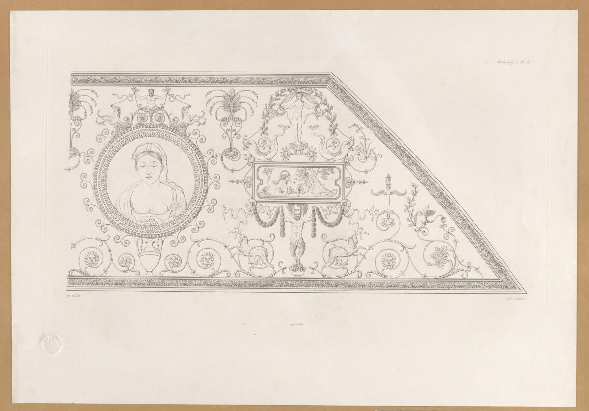 Vorbilder für Fabrikanten und Handwerker. Teil 2, Abteilung 1, Blatt 4: Deckengemälde aus der Villa Lanti in Rom nach einem Entwurf von Giulio Romano