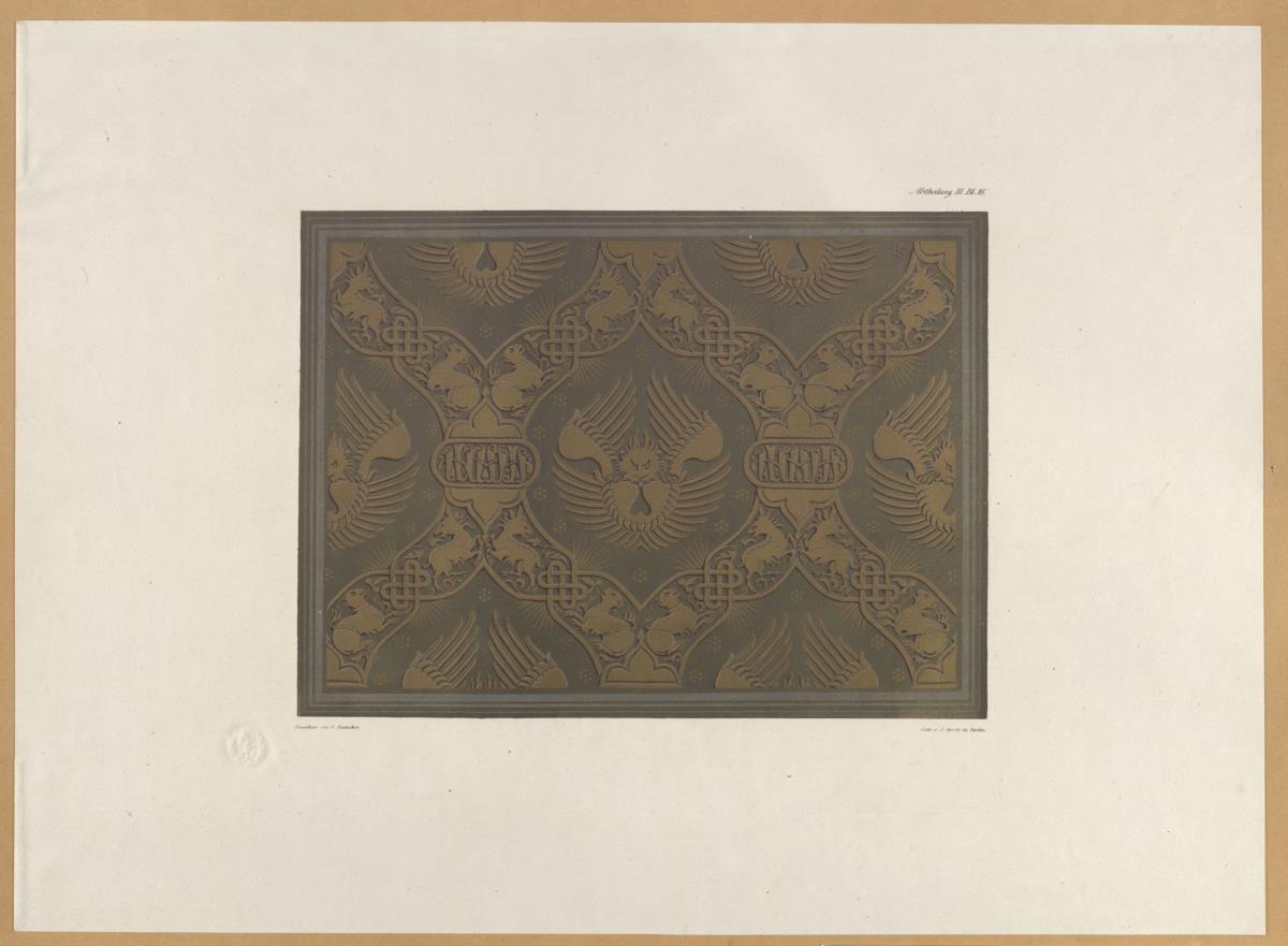 Vorbilder für Fabrikanten und Handwerker. Teil 2, Abteilung 3, Blatt 18: Muster eines Samtgewands in der Basilika St. Godehard in Hildesheim