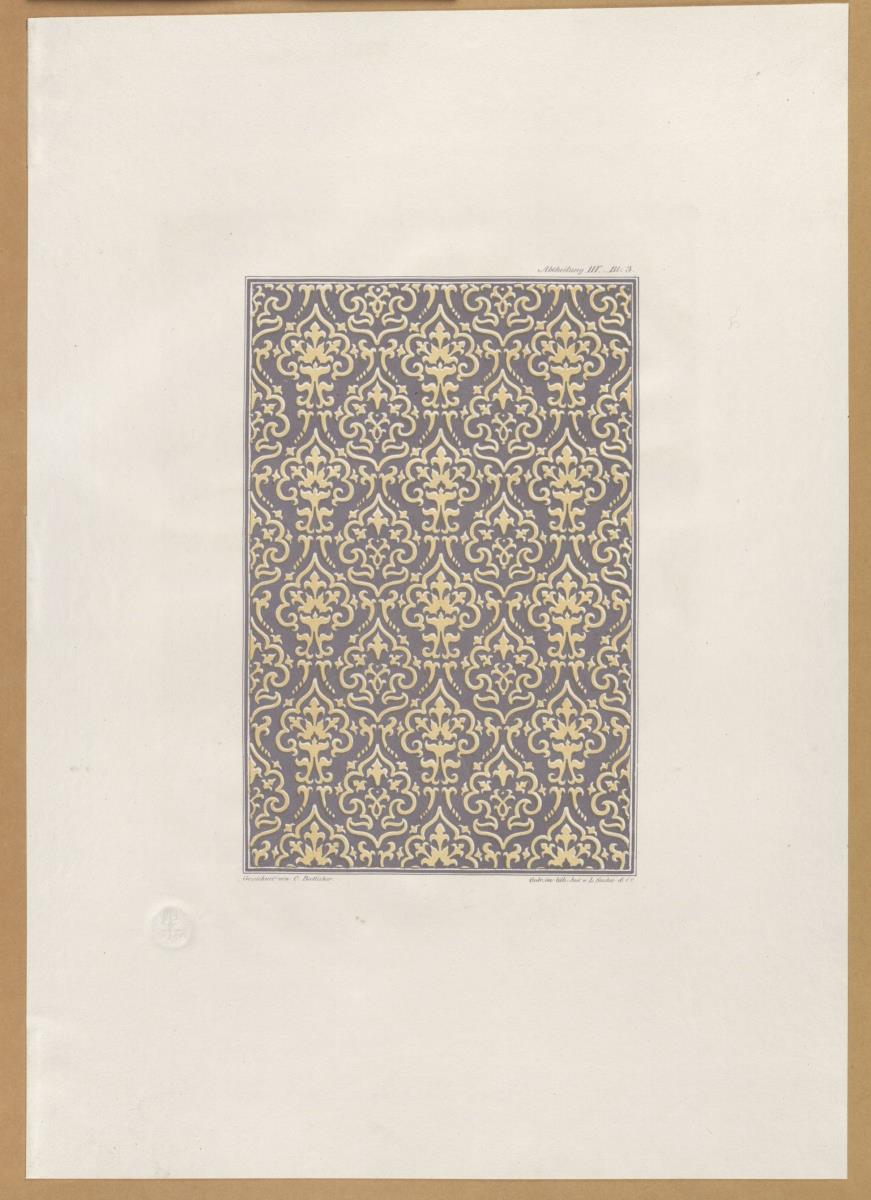 Vorbilder für Fabrikanten und Handwerker. Teil 2, Abteilung 3, Blatt 3: Muster einer Altardecke aus Seide in der Marienkirche am Obermarkt in Mühlhausen