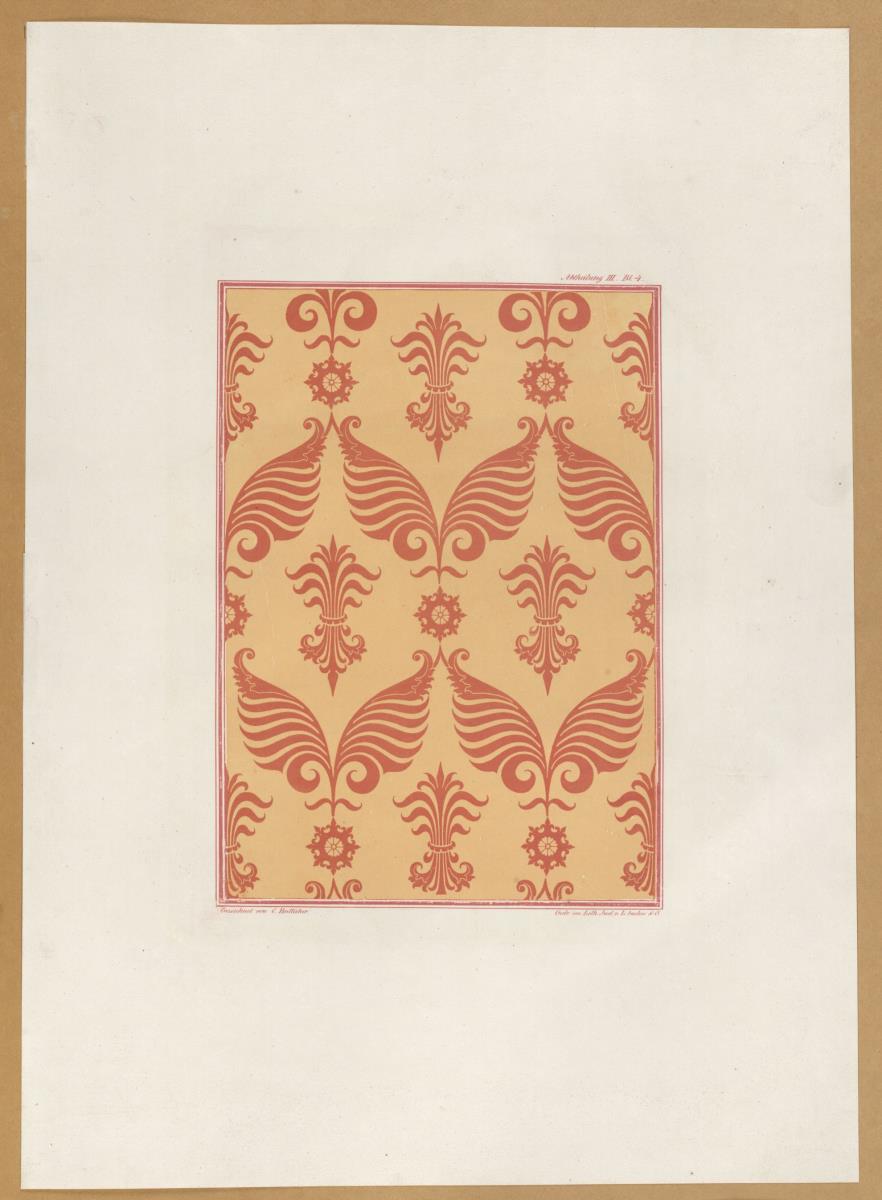 Vorbilder für Fabrikanten und Handwerker. Teil 2, Abteilung 3, Blatt 4: Muster eines Meßgewands aus Seidendamast im Dom St. Peter und Paul in Brandenburg
