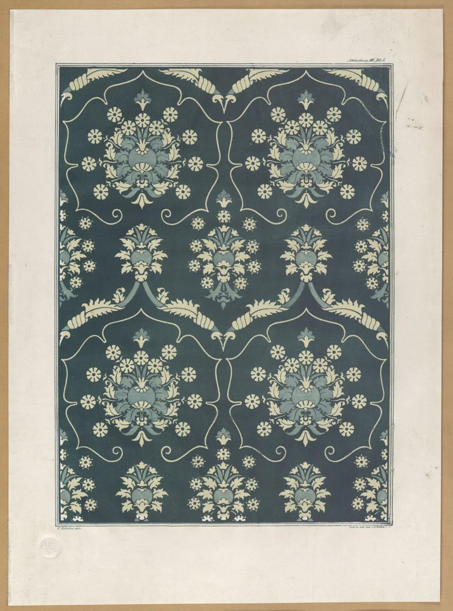 Vorbilder für Fabrikanten und Handwerker. Teil 2, Abteilung 3, Blatt 5: Muster eines Meßgewands aus Samt im Dom St. Peter und Paul in Brandenburg