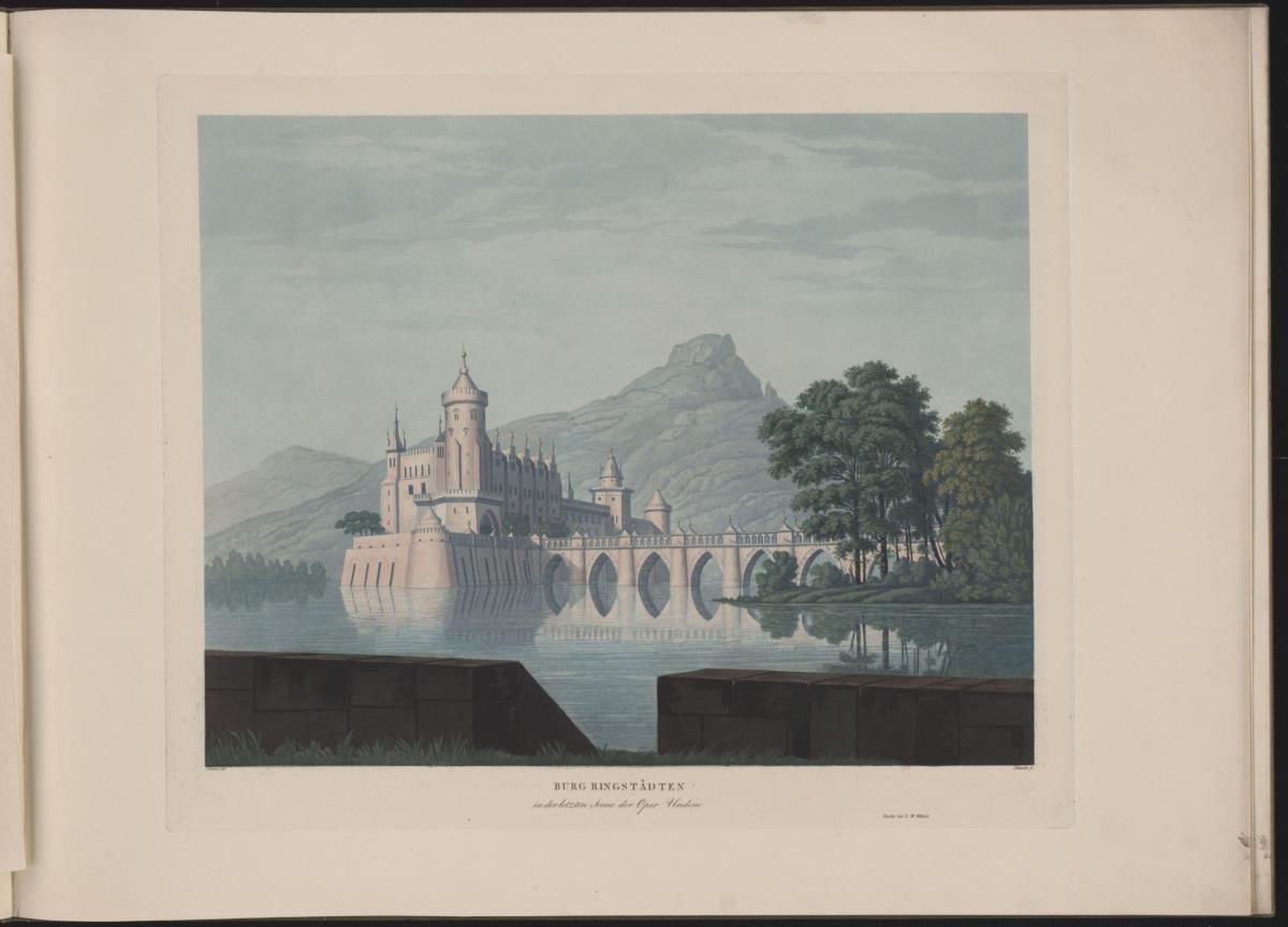 Undine. Oper von E. T. A. Hoffmann. Entwurf der 9. Dekoration. Burg Ringstetten