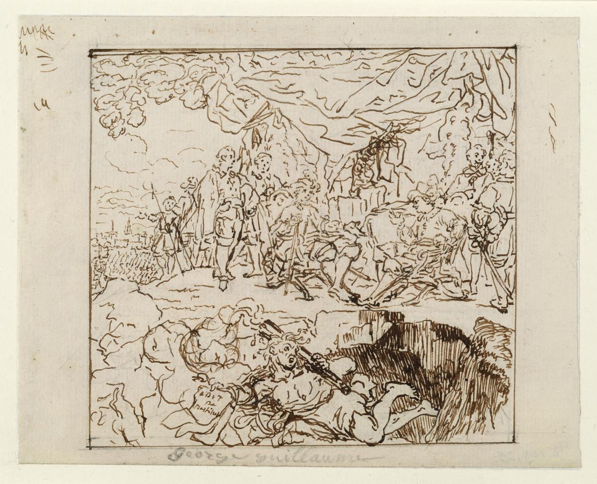 Schlußvignette zum Leben Georg Wilhelms (Entwurf für eine Vignette für die „Mémoires pour servir à l'histoire de la Maison de Brandebourg“)