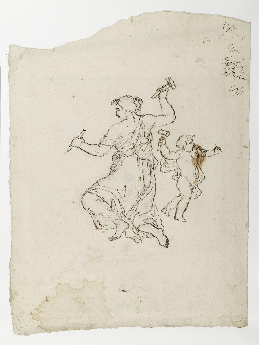 Die Bildhauerei und Putto als Bildhauer