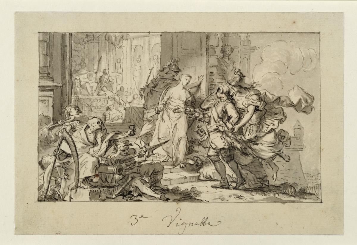 Anfangsvignette zum dritten Gesang (Entwurf für eine Vignette für die „L'Art de la Guerre“ / „Die Kriegskunst“) von Friedrich dem Großen)