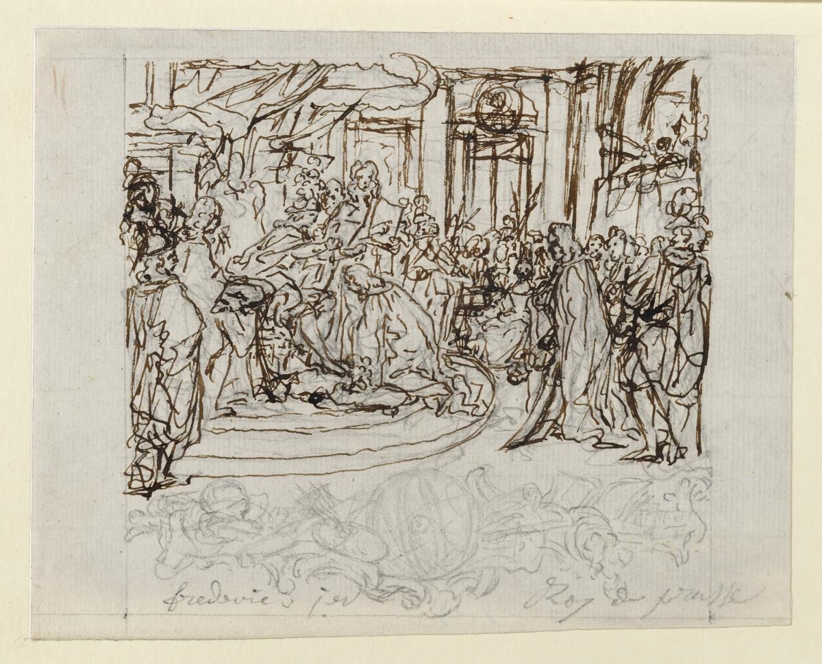 Schlußvignette zum Leben Friedrichs III. (König Friedrichs I.) (Entwurf für eine Vignette für die „Mémoires pour servir à l'histoire de la Maison de Brandebourg“)
