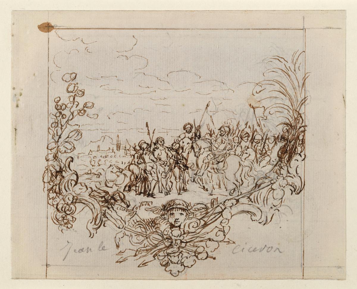 Schlußvignette zum Leben Johann Ciceros (Entwurf für eine Vignette für die „Mémoires pour servir à l'histoire de la Maison de Brandebourg“)
