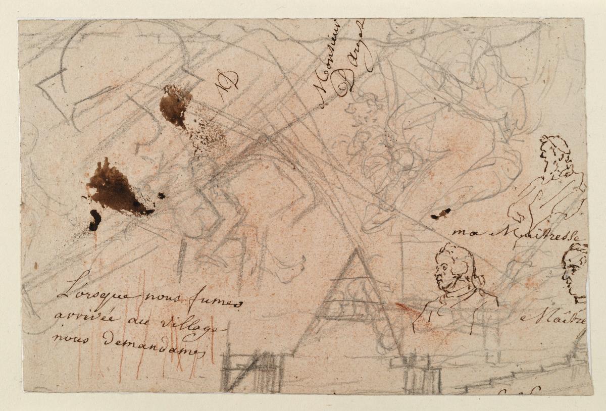 Skizzenblatt mit drei Köpfen (rechts)