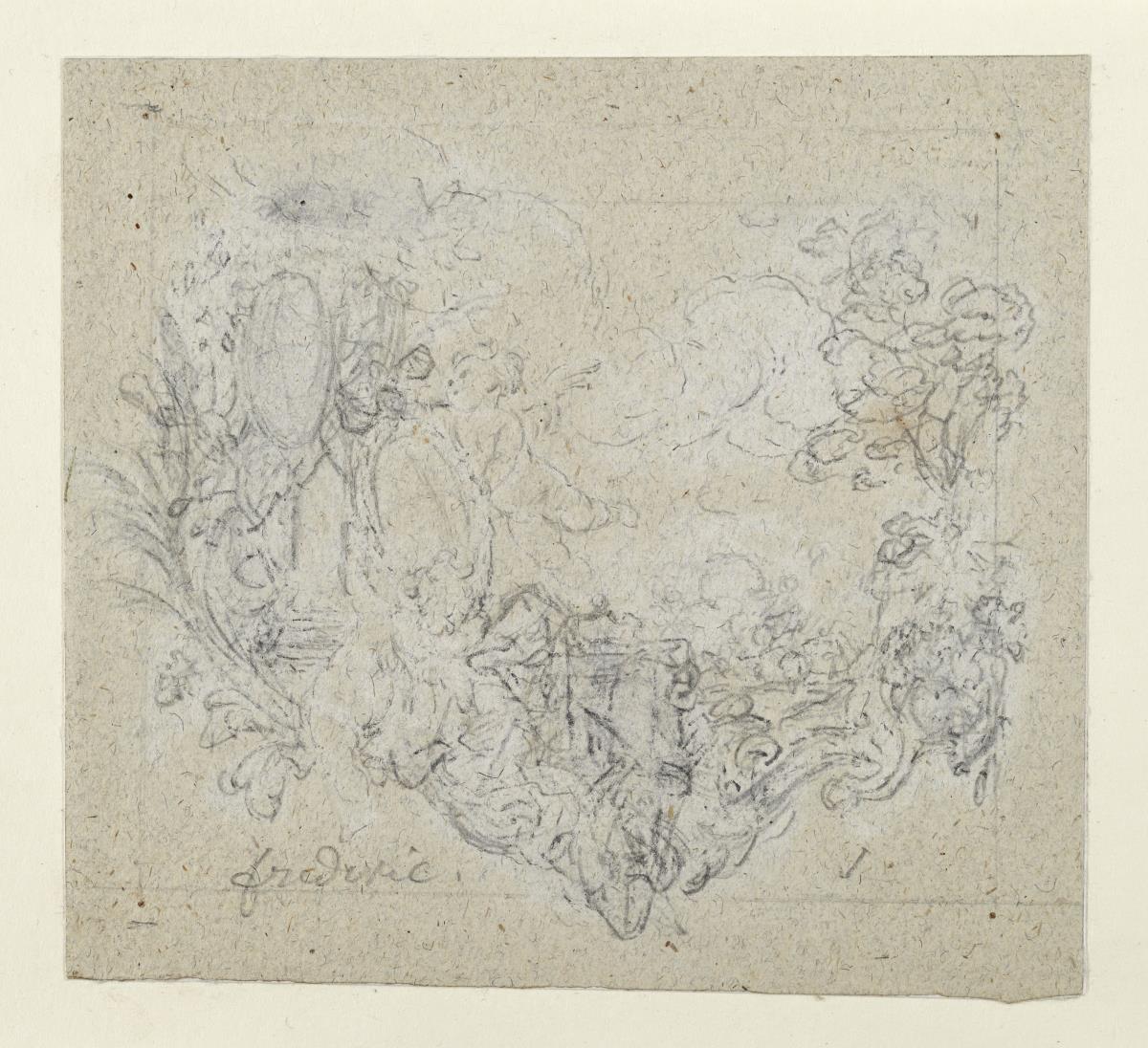 Schlußvignette zum Leben Friedrichs I. (Entwurf für eine Vignette für die „Mémoires pour servir à l'histoire de la Maison de Brandebourg“)