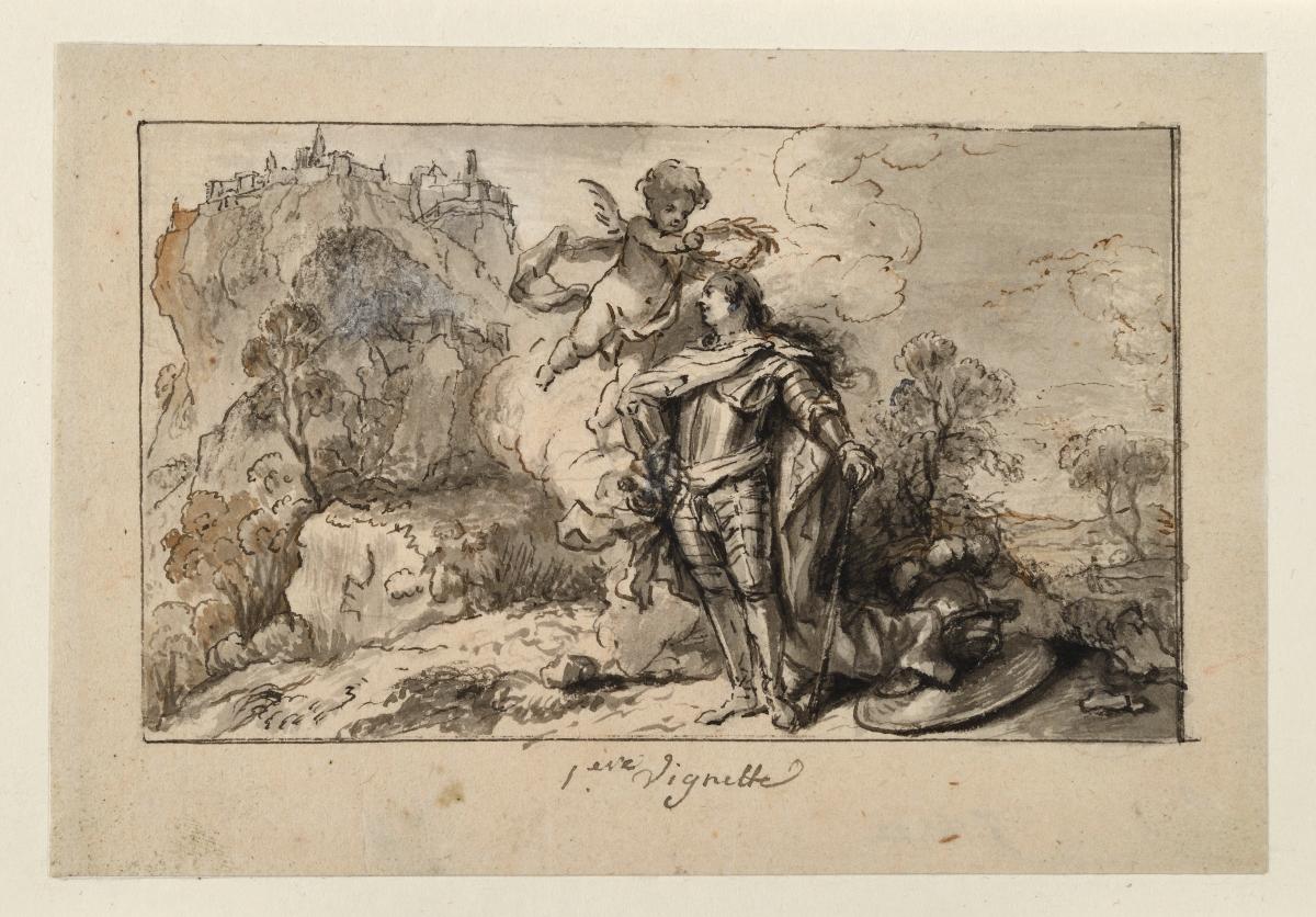 Anfangsvignette zum ersten Gesang (Entwurf für eine Vignette für die „L'Art de la Guerre“ / „Die Kriegskunst“) von Friedrich dem Großen)