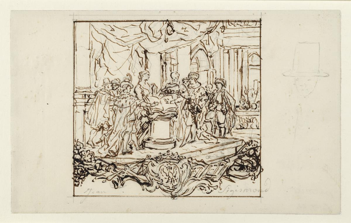 Schlußvignette zum Leben Johann Sigismunds (Entwurf für eine Vignette für die „Mémoires pour servir à l'histoire de la Maison de Brandebourg“)