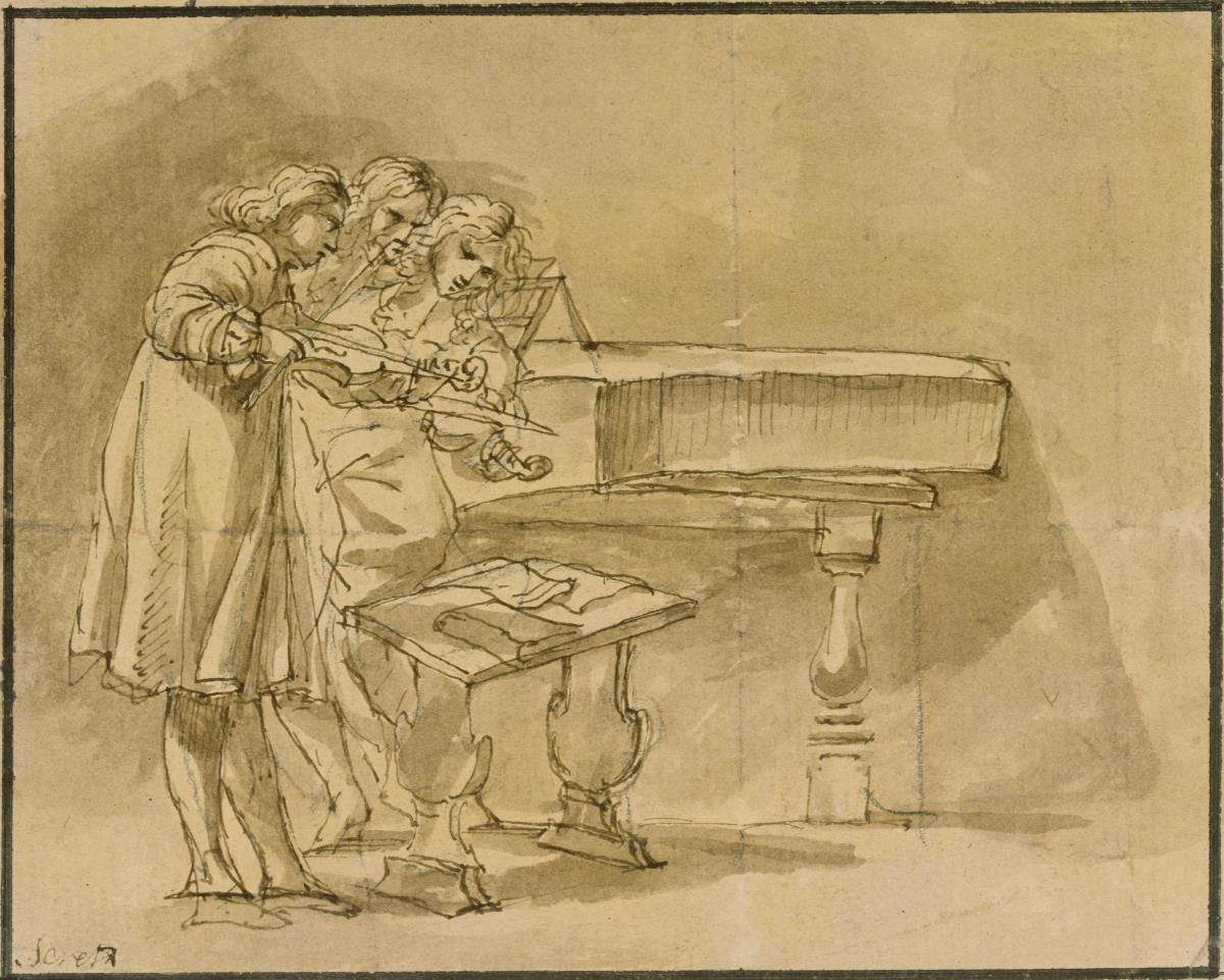 Drei Musikanten am Klavier