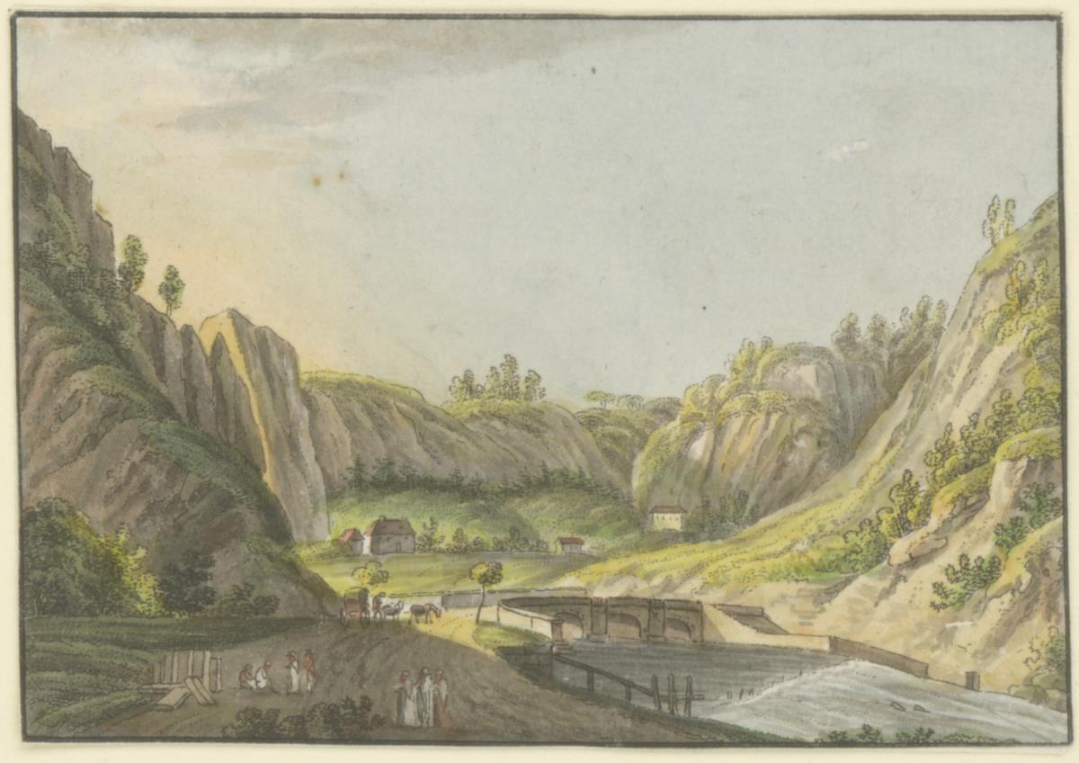 Berglandschaft mit Brücke