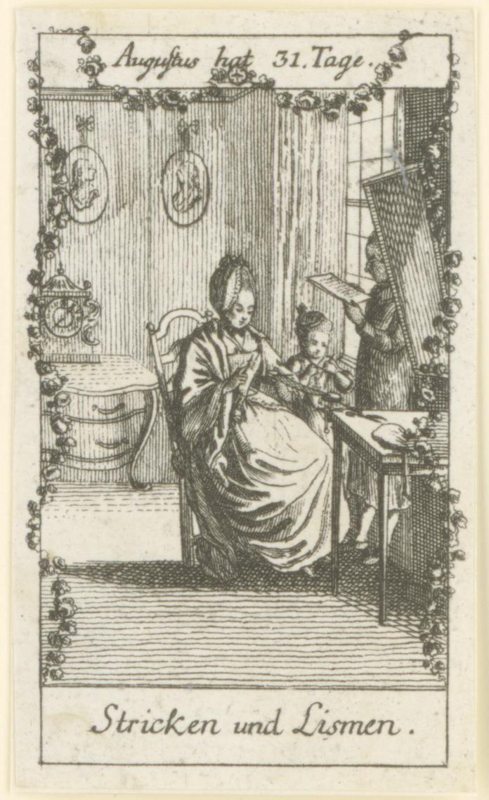 Monatsdarstellung: August Stricken und Lismen